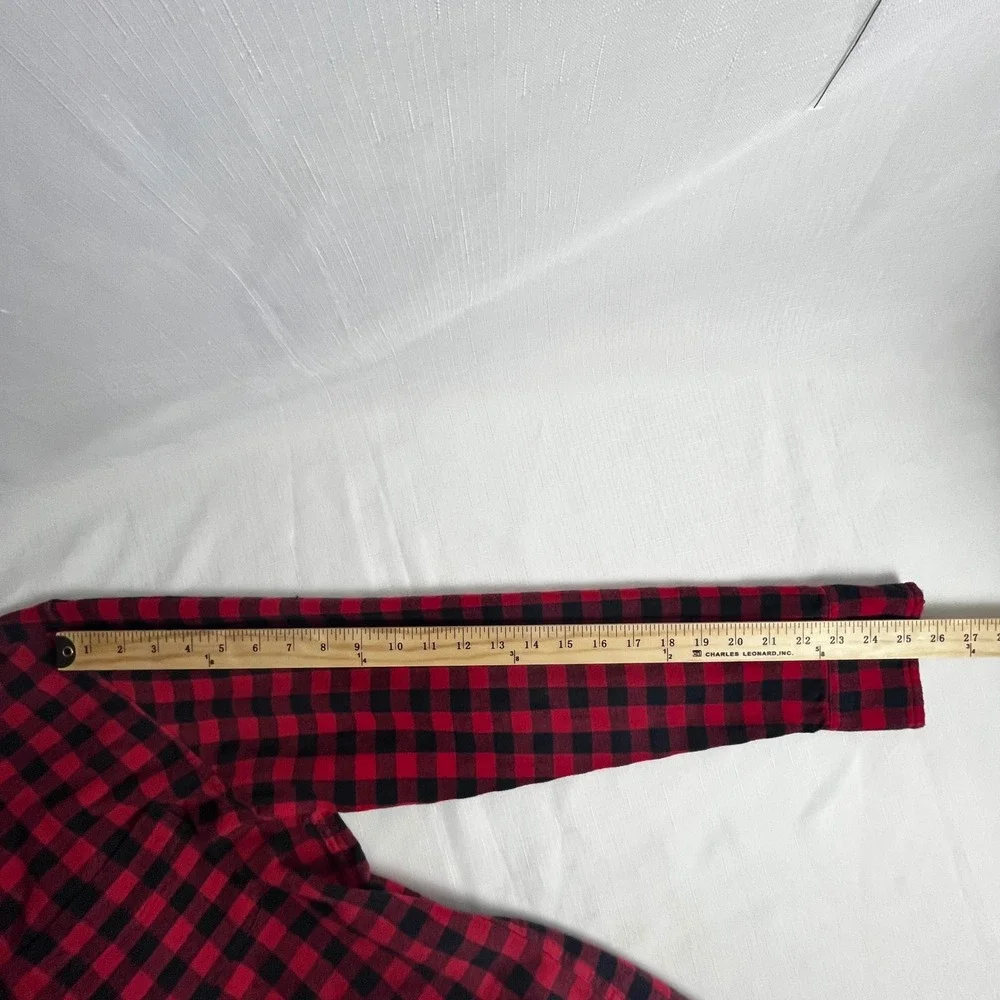 J.Crew Flannel Shirt Mens Large (L) Red Black‎ Buffalo Check Classic Fit Cotton